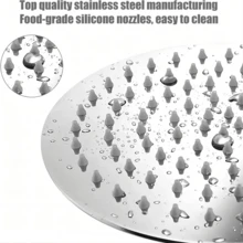 1套不銹鋼頂部噴霧,超薄雨淋、圓形頭頂雨淋、現代式頂部淋浴噴頭,高壓雨淋淋浴花灑,浴室附件浴室附件,花灑頭 - 銀色 - 查看 2