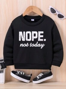 Young Girl Letter Print Lined Sport Jacket - Black - View 1