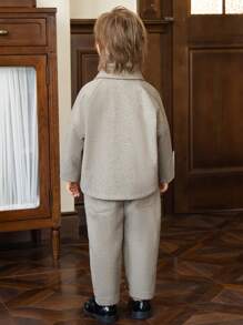 2入組年輕男孩休閒西裝外套和褲子,非常適合正式場合,秋冬季節 - 灰色 - 查看 5