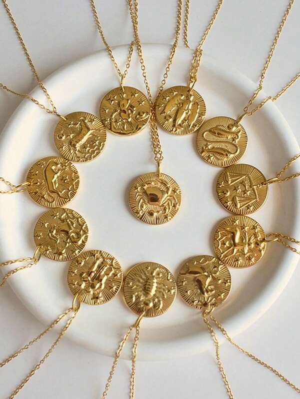 1 Pieza Colgante De Acero Inoxidable Dorado Con Constelación Zodiacal Adecuada Para Mujeres