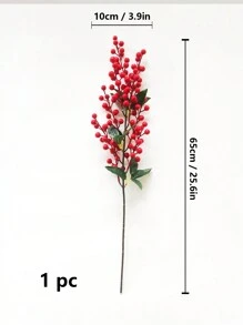 1 branche de plante à fruits rouges artificiels avec 9 branches et feuilles pour la décoration de la maison, du salon, des festivals, de la Saint-Valentin, cadeau