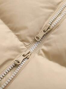 Annil 男女童冬季加厚保暖时尚休闲连帽长款羽绒服杏色 - 杏色 - 查看 6