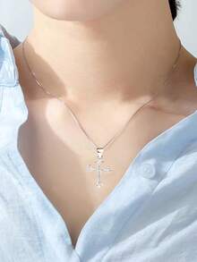 S925純銀吊墜項鍊,韓國風格,簡約時尚的鎖骨鍊,男士禮服 - 純銀男手鍊 - 查看 4