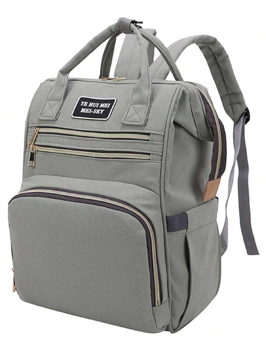 1pc Solid Color Decorative Nylon Baby Bottle Holder With Zipper, Large Capacity And Portable, Suitable For Moms' Daily Use - Green - View 1