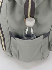 1pc Solid Color Decorative Nylon Baby Bottle Holder With Zipper, Large Capacity And Portable, Suitable For Moms' Daily Use - Green - View 5