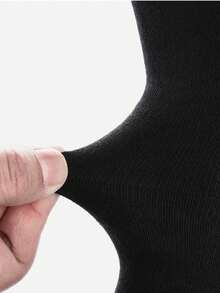 6 Pairs Set Large Size Socks, Autumn And Winter, Men's Plain Mixed Knit Casual Business Mid Tube Socks, Fit For Daily Wear, Formal Wear, Work, European And American Sizes, Comfortable And Breathable, Durable And Comfortable, Even If Standing For A Long Time - Black - View 4