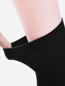 6 Pairs Set Large Size Socks, Autumn And Winter, Men's Plain Mixed Knit Casual Business Mid Tube Socks, Fit For Daily Wear, Formal Wear, Work, European And American Sizes, Comfortable And Breathable, Durable And Comfortable, Even If Standing For A Long Time - Black - View 7