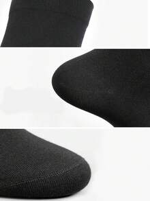 6 Pairs Set Large Size Socks, Autumn And Winter, Men's Plain Mixed Knit Casual Business Mid Tube Socks, Fit For Daily Wear, Formal Wear, Work, European And American Sizes, Comfortable And Breathable, Durable And Comfortable, Even If Standing For A Long Time - Black - View 6