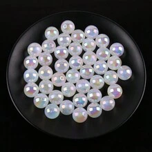 1pc Acrylic White Glowing In The Dark Bead With Fine Shimmery Horseshe Shell Diy Jewelry Beading Supplies, Can Be Used For Making Phone Straps, Bracelets, Necklaces, Etc. - White - View 1