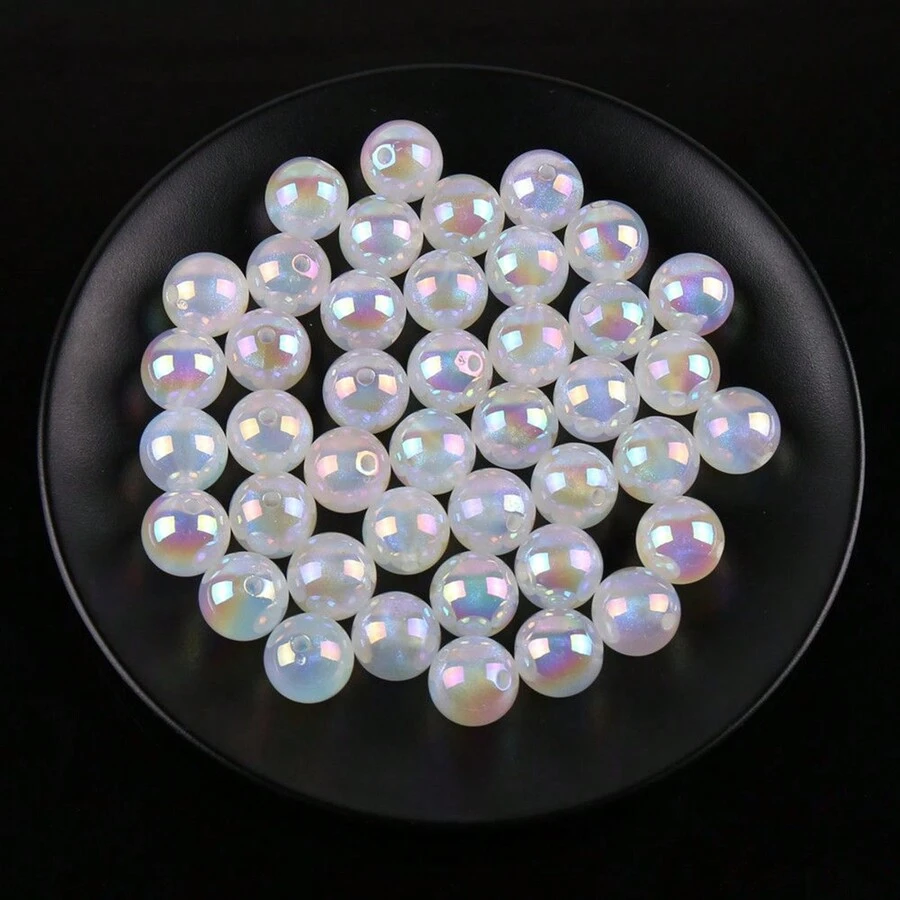 1pc Acrylic White Glowing In The Dark Bead With Fine Shimmery Horseshe Shell Diy Jewelry Beading Supplies, Can Be Used For Making Phone Straps, Bracelets, Necklaces, Etc. - White - View 1