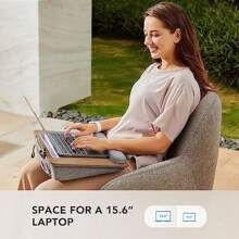 Lap Laptop Desk - Portable Lap Desk With Pillow Cushion, Fits Up To 15.6 Inch Laptop, With Anti-Slip Strip & Storage Function For Home Office Students Use As Computer Laptop Stand, Book Tablet - Brown - View 3