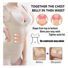 Faja Reductora Moldeadora Pecho Y Abdomen, Abrir Hacia Abajo - Albaricoque - Ver 3