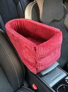 1pc Pet Car Safety Seat Carrier Suitable For Small Dogs Such As Teddy And Bichon Frise - Burgundy - View 1