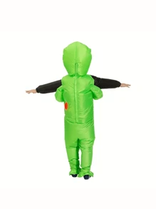 1入組防水充氣綠色外星人裝,適用於表演、派對、角色扮演和惡作劇。配備空氣泵,適合青少年使用 - 綠色 - 查看 9