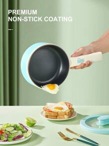 Reemix Hot Pot Electric With Steamer, 1.6L(54.11oz) Ramen Cooker Non-Stick Sauté Pan For Steak, Egg, Fried Rice, Ramen, Oatmeal, Soup, Portable Personal Hot Pot Perfect Suit For Dorm Room And Apartment - Màu xanh Cadet - Xem 3