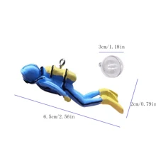 1入組新款樹脂藍色潛水員潛艇魚缸裝飾,浮球水族箱裝飾海底世界 - 藍色 - 查看 2