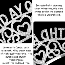 Heart Shaped Birthday Crown With Full Diamond And Letter Design, Headband For Girls In Birthday, Party, Photography - Silver - View 6