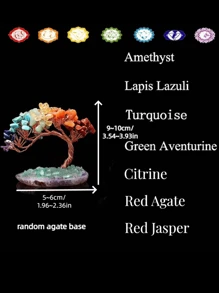 1 pieza Árbol de cristal de curación espiritual natural de 7 chakras Feng Shui con base de ágata, pieza decorativa espiritual que trae buena suerte, riqueza y prosperidad, mejor regalo para cumpleaños, graduación - Multicolor - Ver 4