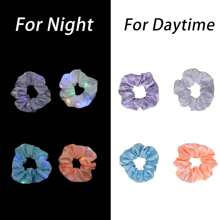 髮飾4入組發光抓緊髮帶,適用於暗夜派對,扎馬尾專用,彈性髮圈,霓虹頭飾和新年派對髮飾