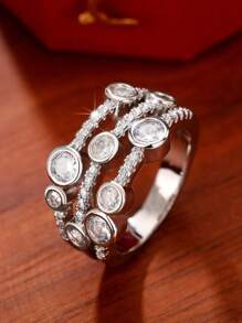 1 PC Elegant Cubic Zirconia Ring For Women For Wedding Engagement Party Jewelry Valentine's Day Gift,Mom,Mother,Mother's Day,Gift