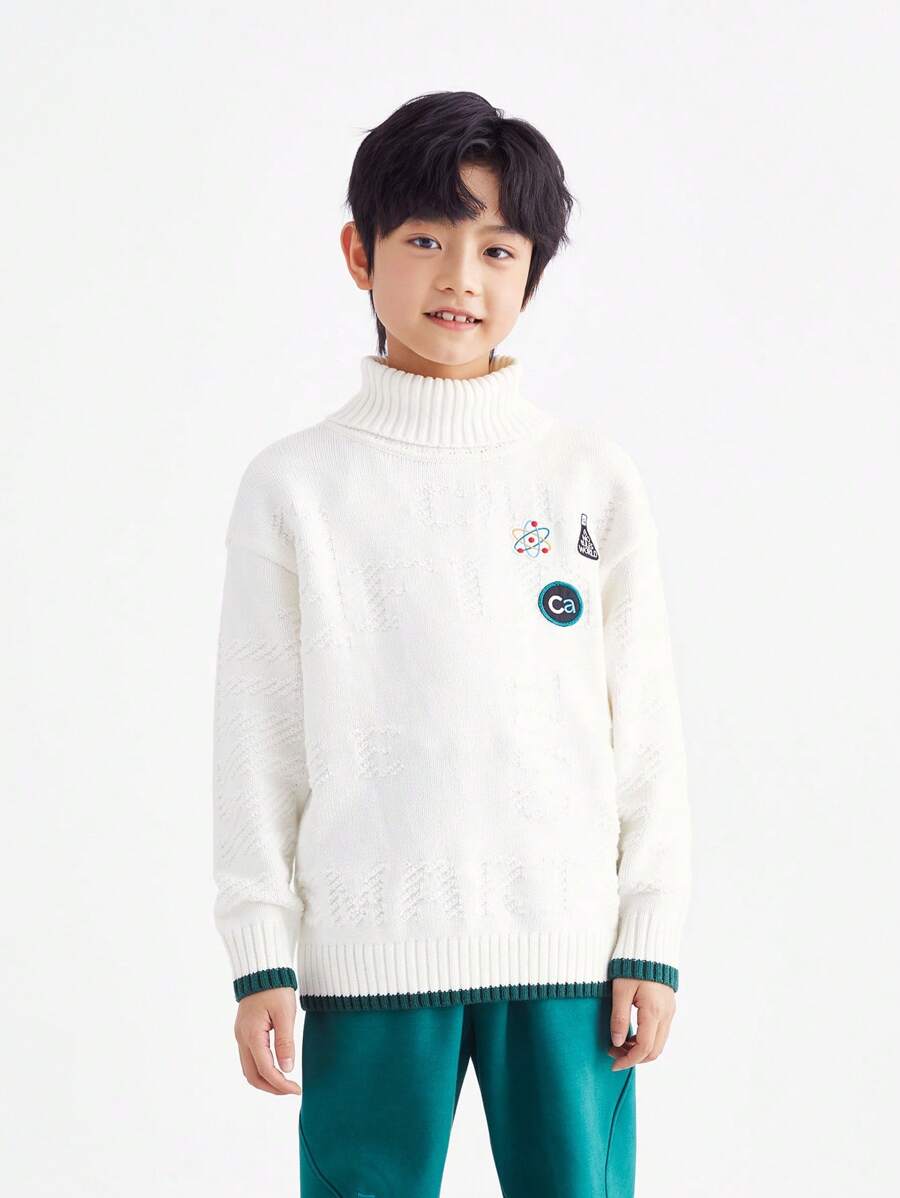 Annil 少年少女冬季時尚白色高領毛衣，保暖極簡風格 - 白色 - 查看 1