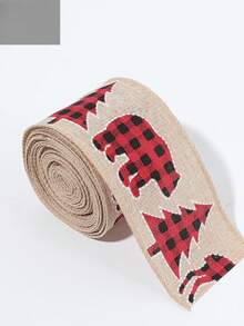 One Piece Christmas New Ribbon Decoration Gift Stick Santa Letter Imitation Linen Red Ribbon Diy Bow - Beige - View 1