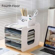 4 Layer Vertical Desktop Organizer For Files, Documents, Office Supplies And Other Essentials - White - View 1