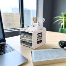4 Layer Vertical Desktop Organizer For Files, Documents, Office Supplies And Other Essentials - White - View 4