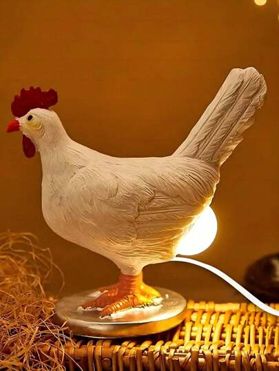 1個新奇可愛的公雞下蛋夜燈,有趣的模擬公雞下蛋夜燈,3d樹脂公雞燈,usb有趣蛋燈,裝飾可愛兒童的臥室氛圍燈,送給朋友有趣的禮物