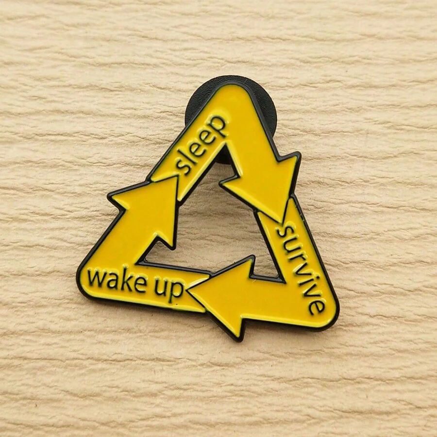 1個睡覺、生存、起床字母胸針,搪瓷徽章珠寶,鋅合金黑鍍層,送禮自用兩相宜 - 彩色 - 查看 1