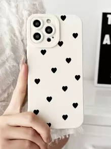 1pc White Love Patterned Tpu Phone Case Cover With Camera Protection, Anti-slip, And Skin-friendly Compatible With Iphone Models - Multicolor - View 3