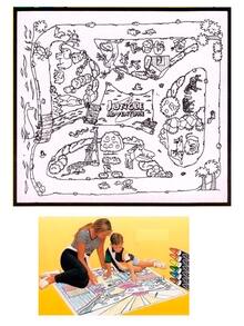 Reusable Plastic Coloring Mat Jungle Adventure - White - View 1