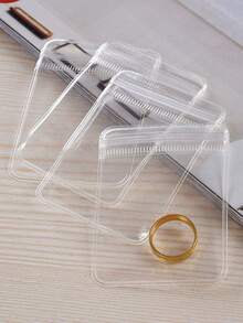 100入組防氧化拉鍊袋,透明珠寶收納袋,珠寶/耳環/戒指/項鍊/手鐲/墜飾攜帶顯示袋 - 白色 - 查看 8