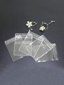 100入組防氧化拉鍊袋,透明珠寶收納袋,珠寶/耳環/戒指/項鍊/手鐲/墜飾攜帶顯示袋 - 白色 - 查看 3