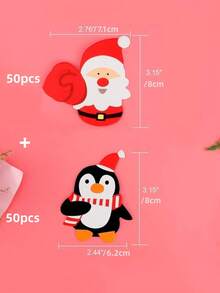 100入組聖誕糖果禮物包裝紙板,聖誕老人和企鵝棒棒糖紙卡,派對禮物裝飾卡 - 彩色 - 查看 7