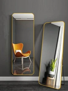 全身鏡63"x19.69"鋁框圓角金色全身落地鏡子矩形立鏡,適用於客廳臥室更衣室 - 金色 - 查看 7