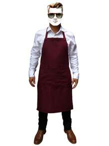 Mandil O Delantal Largo Con Bolsas, 100% Poliester. - Burdeos - Ver 1