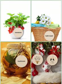 5/10/25/50/100入組未完成的帶孔木質圓片,3英寸圓形木片用於手工藝品空心木裁剪木質標籤裝飾標籤掛飾,diy繪畫材料包 - 紅木色 - 查看 4