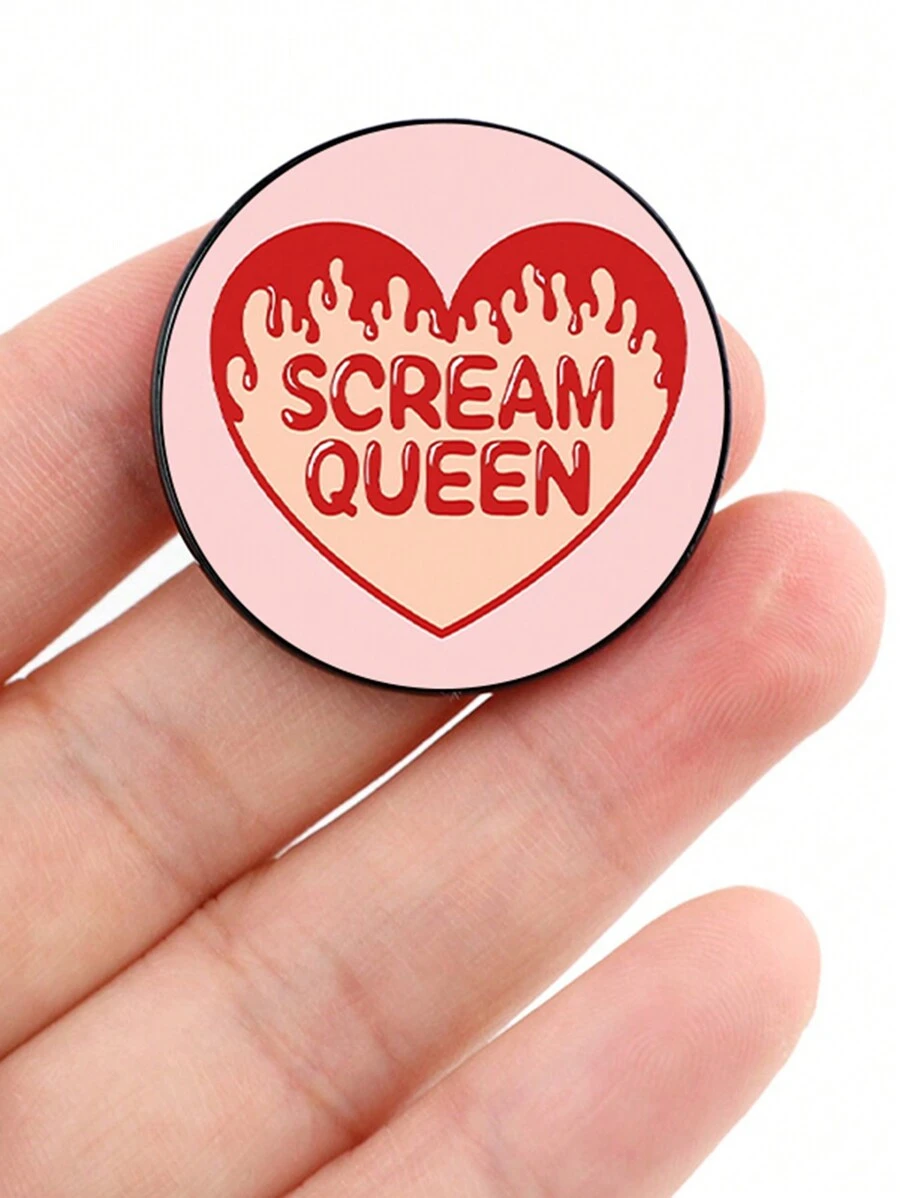 1個a牌定制金屬搞笑萬聖節恐怖電影字母女王設計印花別針,萬聖節定制新時尚 - 彩色 - 查看 1