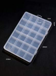 美甲配件收纳盒，24格透明设计，可用于存放美甲工具、宝石、珠子等，适用于DIY艺术手工、美甲小饰品等。