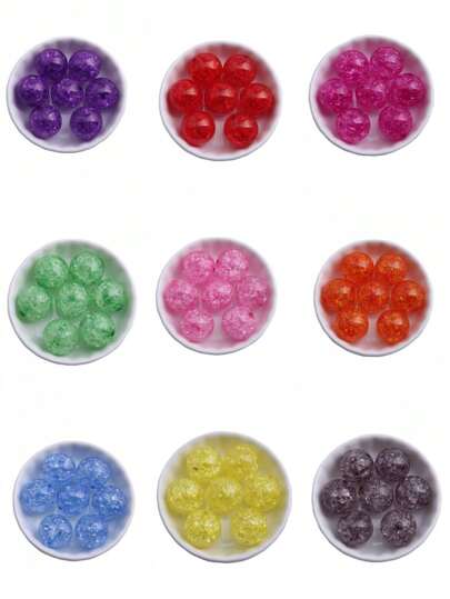 20mm 10pcs Random  Mix Colorful Color Loose Round  Acrylic Crackle Beads For Chunky Necklace Bracelet  Jewelry