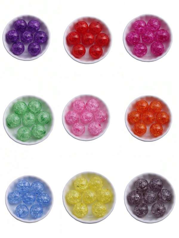 20mm 10pcs Random  Mix Colorful Color Loose Round  Acrylic Crackle Beads For Chunky Necklace Bracelet  Jewelry
