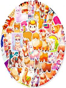 50pcs/Pack Cartoon Llama Cute Animal Pvc Sticker. Suitable For Children's Luggage, Skateboards, Water Bottles, Computers - Healing Sticker - Multicolor - View 3