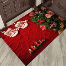 聖誕節門墊,可洗滌防滑地墊,室內入口地墊,新年大地毯,適用於農家臥室壁爐廚房用餐房聚會家居裝飾 - 款式7 - 查看 4
