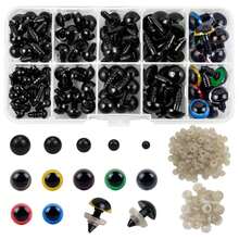 安全娃娃眼睛、塑膠玩具眼睛、100 顆黑眼珠和 14 個帶墊圈的彩色眼睛、用於軟毛絨玩具和 Diy 項目的替換鉤針眼睛、用於氈制的動物眼睛 - 黑色 - 查看 3