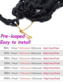 1-6 包新款仿 Locs 钩针假发，超长预绕软 Locs，合成钩针接发，适合圣诞礼物（1b#） - 黑色 - 查看 2