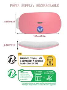 1入組便攜式抽筋加熱墊電動腰帶裝置加熱和振動按摩帶背部或腹部加熱墊適合女性和女孩