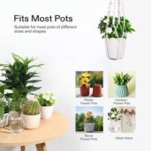 VIVOSUN 1-Pack Macrame Plant Hanger With Hook 4 Legs Cotton Rope Hanging Plant Holder For Indoor And Outdoor Decor, White