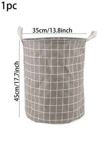 1只18英寸亞麻污衣籃,可折疊圓形防水組織桶,適用於裝衣物、兒童玩具等物品,具有大容量存儲功能,帶手柄 - Grey - 查看 3