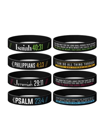 1 Pieza/4 Piezas Pulseras De Muñeca De Goma Con Versos Bíblicos De Fe, Poder Y Oración